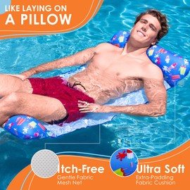 Sunlite Sports Ultra Comfort Pool Hammock and Float, Superior Soft Thick Fabric Cushion Material,Water Hammock Raft, Pool Lounge Chair