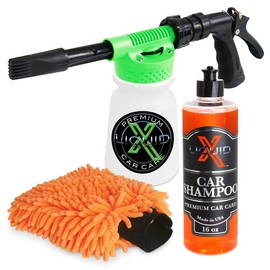 Liquid X Foam Wash Gun Bundle - Foam Washing Gun with Car Shampoo & Microfiber Wash Mitt