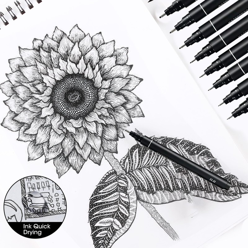 9pcs Calligraphy Pen Set for Beginners Refillable Black Brush Marker