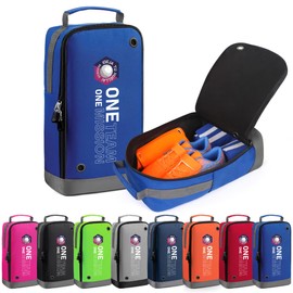 brooman Youth Adult Soccer Shoe Bag Sport Gear Waterproof Zippered Shoe Storage Organizer for Gym Golf Football Travel (Blue)