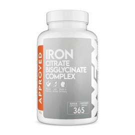 WFN Approved Iron - Eisen mit Vitamin C - 365 vegane Kapseln - Bioverfügbarer Chelat-Komplex mit Eisen-Bisglycinat & Eisen-Citrat - Produziert & laborgeprüft in Deutschland