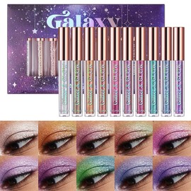 10 Colours Liquid Eyeshadow Set Liquid Chameleon Eyeshadow Metallic Eyeshadow Smokey Eye Looks Waterproof Long Lasting Quick Drying Eye Shadow Make Up Kits (#B 10 Colours)