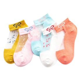 zefangyu Children's Socks, See-Through Socks, Summer, Ultra-thin, Mesh, Baby, Girls, 5 Pairs Set, Breathable, Stylish, Formal, Princesses, Recitals, Weddings, hudiejie/B