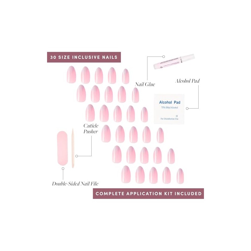 Uñas postizas - Winter Storm | Uñas cortas semitransparentes con
