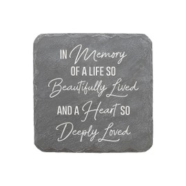 Pavilion Gift Company 25322 in Memory-7.75" x 7.75" Garden Stone, Gray, White