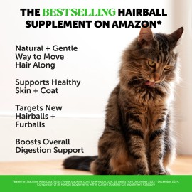 Dual Texture Cat Hairball Support Chews – Crunchy & Creamy Hairball Control Treats, Supports Digestion, Skin & Coat Health, Chicken Flavor, 2-Pack