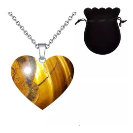 Collar Corazón Cuarzo Natural Acero Inoxidable                                                                                                        