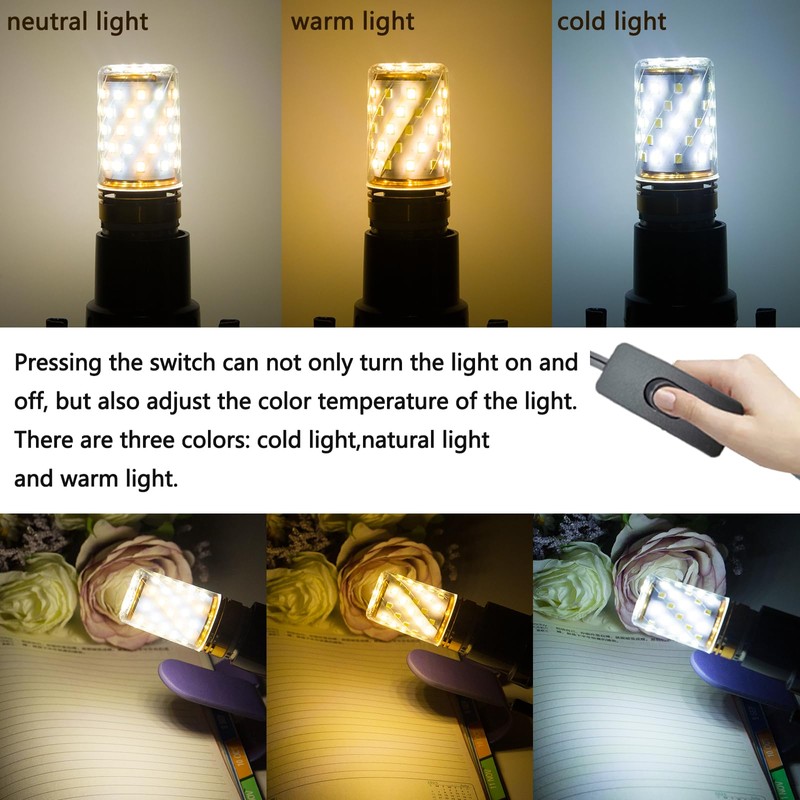 Ppbmocw 2-Pack E26 Three-Color Dimming Bulbs Suitable for Tiffany Table