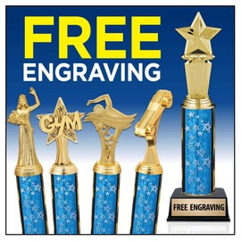 Crown Awards Cheer Trophies, 11" Gold Star Cheer Megaphone Trophy with Engraving Included Prime
