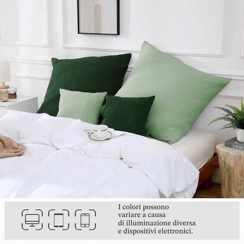 ATsense Federe Cuscino Letto 40x40 cm, Set di 2, 100%