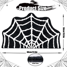Inshinern Spider Web Bath Mat, 31×20" Halloween Bathroom Rug Non-Slip Spiderweb Rug Machine Washable Goth Area Rugs for Front Door Spooky Home Decor