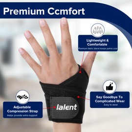 Lalent Adjustable Wrist Support Brace for Carpal Tunnel, Arthritis & Tendonitis - Left/Right Hand Design for Women & Men, Gym, Office, Sports Comfort Fit (Right Hand)