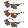 V.W.E. 3 Pairs Women Leopard Print Fully Magnified Round Sunglasses