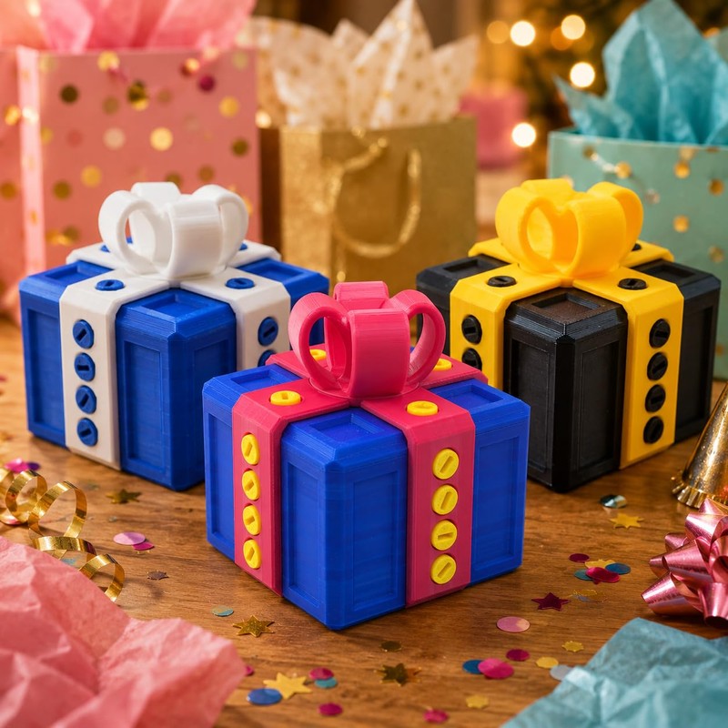 sofarefinish 3.14'' Annoying Gift Box, Multicolor 3D Printed Prank Box,