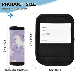 Kjovgcb 2PCs 2PCs Soft Luggage Handle Wrap Suitcase Marker Wraps Covers Tags Identifiers Handle Wraps for Accessories Print White Unicorns Pink Flowers Stars On Purple Floral