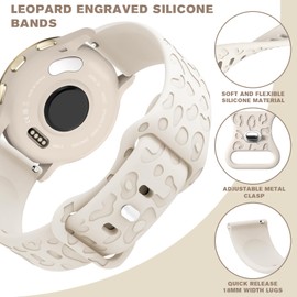 HAYONLIY 6 Pack Leopard Engraved Silicone Bands Compatible for Garmin Venu 3S/Vivoactive 4S/Venu 2S/Vivomove 3S/Forerunner 255s/Forerunner 265s, 18mm Soft Silicone Quick Release Strap for Women