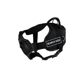 Dean & Tyler D&T FUN-CH SRCHD RT-L Fun Harness with Padded Chest Piece, Search Dog, Large, Black with Reflective Trim