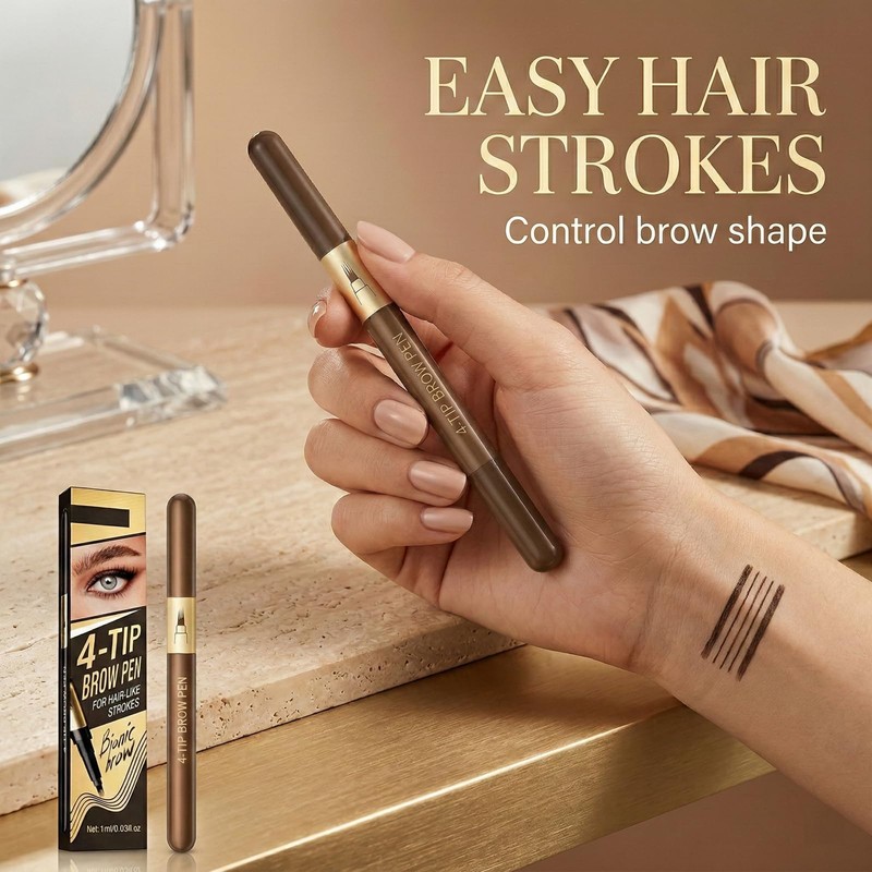 4-Pronged Eyebrow Pen For Natural Hair-Like Strokes And Precise Definition
