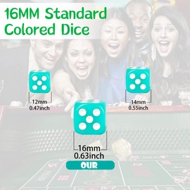 SLSESIN 100 Pieces 16MM Dice Set, 6 Sided Standard Colored Dices with Portable Plastic Box, Opaque 10 Colors Games Dice for Board Games, Parties, Classroom Math Bulk Dice
