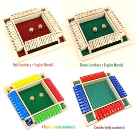 Wood Four Sided 10 Numbers Board Game Set Dice Table Entertainment Board Game Toy for Family Adults Party