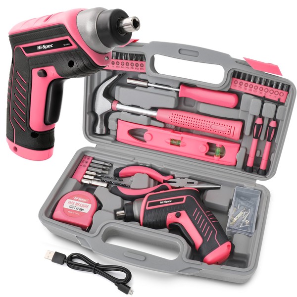 Hi-Spec Hi-Spec 35pc Pink Tool Kit with 3.6V USB Electric