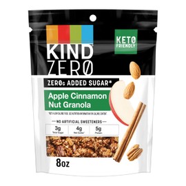 KIND Zero Added Sugar Keto Granola, Apple Cinnamon Nut, Good Source of Fiber, Gluten Free, Low Sugar, 5g Protein, 1 Count