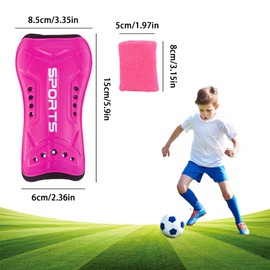 AYNKH Kids Shin Pads with Wrist Guards Pink shin pads girls, kids shin pads football, shin pads kids Age 5-12 for Boys Girls Football Games Leg Calf Protective Gear