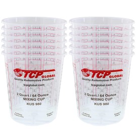 Custom Shop - Pack of 12-64 Ounce Graduated Paint Mixing Cups (2 Quarts) - Cups Have Calibrated Mixing Ratios on Side of Cup - Cups Hold 80-Fluid Ounces