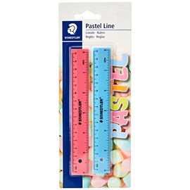 STAEDTLER 56215PSBK2ST Pastel Line Lineal (Tuschekante, für Zeichnungen und Linien, Blisterkarte mit 2 Linealen in trendigen Pastellfarben, Länge 15 cm)