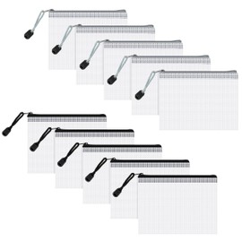 Heveer Document Bag with Zip, A6 Mesh Zip Bag, Waterproof Document Case for File Paper Receipts, Pack of 10, Black / Grey