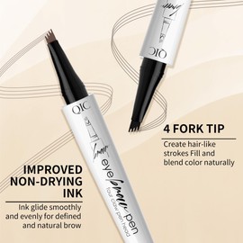 W3W Microblading Eyebrow Pencils for Women - Microblading Brow Pen with 4-Fork-Tip, Eyebrow Pen Smudge- Proof Waterproof Eyebrow Pencil Create Natural Hair-Like Brow, Last All-Day, Black