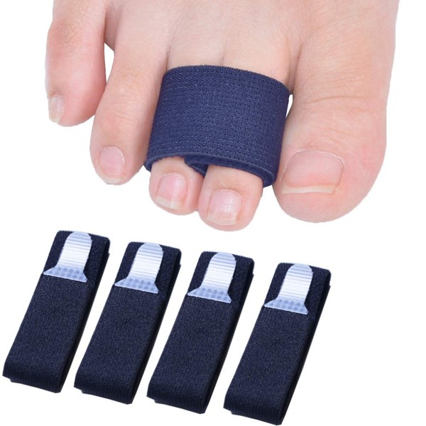 Sumifun Elasticity Toe Splint, 4 Packs of Toe Wraps for Broken Toe, Curled Toe, Hammer Toe, Toe Bandage for Big Toe Alignment Fracture Splint for Men or Women