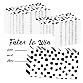 Whaline 600Pcs Enter to Win Cards 3.5 x 2 Inch White Black Dots Entry Form Raffle Tickets with Name Email Phone for Contest Ballots Carnivals Auctions Prizes Events Supplies