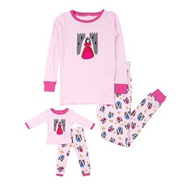 Leveret Kids Pajamas Matching Doll & Girls Pajamas 100% Cotton Pjs Set (Princess,Size 8 Years)