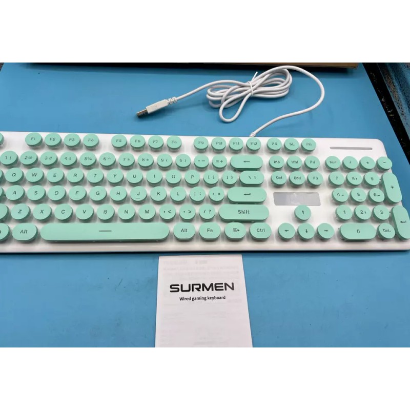 Surmen Keyboard Surmen V300 Light Green White Retro Version Wired