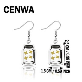CENWA Firefly Earrings Summer Earrings Fireflies Jewelry Fireflies in a Jar Dangle Earrings (Firefly Earrings)