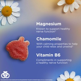 Zarbee's Naturals Children’s Calm Gummies, Magnesium for Kids Ages 5+, Melatonin-Free, Support for a Calm Mind & Body, Chamomile & Vitamin B6, Natural Raspberry Flavor, 30 Count Gummies