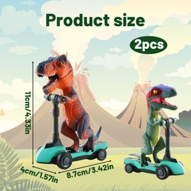CBRPVT Finger Scooter, Dinosaur Toys for Boys Age 3-6, 2-Pack Dino Finger Kick Scooters, Fun Dinosaur Toy Gift for Kids, Indoor and Outdoor Play