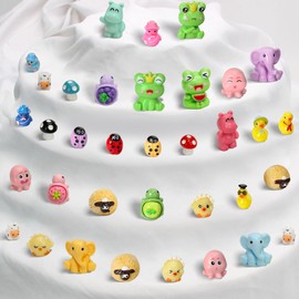 Quorineo 36-Piece Mini Resin Animal Figures Set - Tiny Duck, Turtle, Frog & Mushroom Decor for Micro Fairy Gardens, Dollhouse Accessories, DIY Crafts (Child-Safe Materials, CPC Certified)