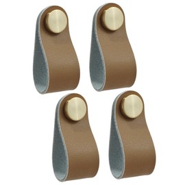 LLFYXM Drawer Handles,4PCS Leather Cabinet Knobs with Copper Screws,Handles for Cupboards & Draws,Soft Vintage Leather Door Knobs for Wardrobe, Dresser, Nursery, Kitchen & Modern Furniture