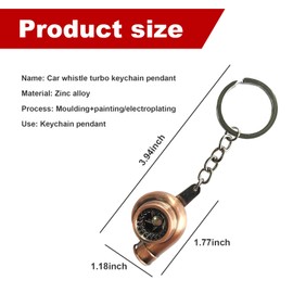 Augeny Car Turbo Keychain, Creative Charming Polished Turbocharger Key Chain, Mini Auto Turbo Key Ring, Car Part Decoration (Small-Copper)