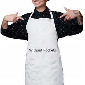 MFAZ Morefaz Ltd Adjustable Apron with 2 Pockets, Cooking Apron, Kitchen Apron for Kitchen, Restaurant, Cafe, Cotton, Waist or Long, Black and White, White