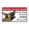 Caution Dog Sign 5 Languages 25 x 15 cm German