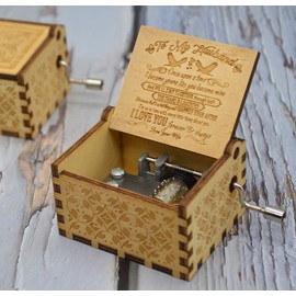 Sooharic Hand Crank Music Box for Husband, Gifts for Husband, Vintage Engraving Wooden Sunshine Music Box Mechanism (for Husband)