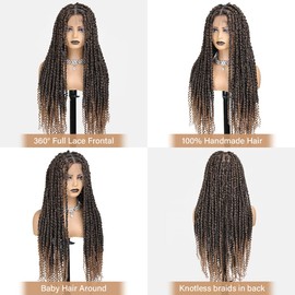 lounoke 30 inch Passion Twist Braided Wigs, Ombre Brown Knotless Spring Twists Braid Wig for Women