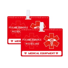 2X 3.5 Inch Medical Equipment Inside Tag Card - Red Fragile Stickers, ID Identification Luggage Tags, Handle With Care Labels for Medical Supplies (Color3)