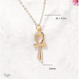 Kritz Women's Necklace Ankh Cross Elegant Gold or Silver - Amulet Pendant Egyptian Antique Cross with Adjustable Chain - Fashionable Gift for Women Necklace, Gold Stainless Steel