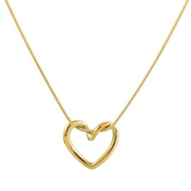 Collar en Forma de Corazón para Mujer, Joyería de Acero Inoxidable Chapado en Oro 18k, Cadena de Corazón Estilo Minimalista, Regalo para Aniversario, Novia y Cumpleaños, Collares para Dama (Oro)