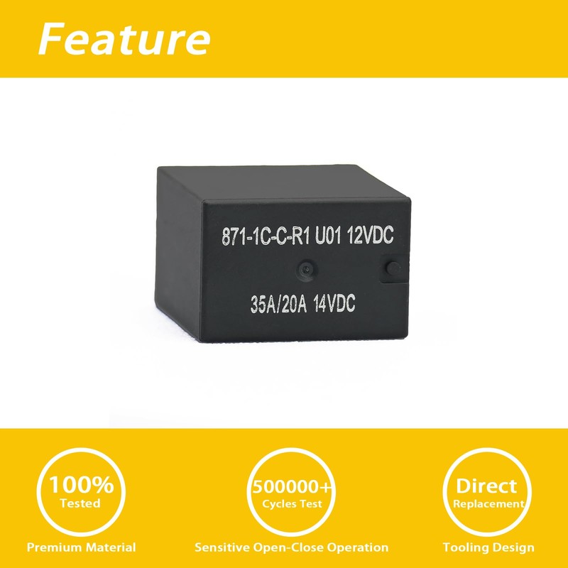 GROBARPART 2 Pcs 871-1C-C-R1 U01 Relay, 35/20A 12V 5 Pins