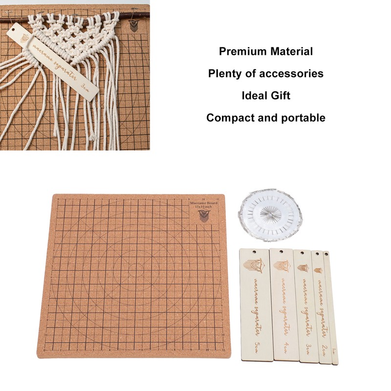 Macrame Board 11.8x11.8inch Reusable Grids Double Sided Macrame Braiding Board
